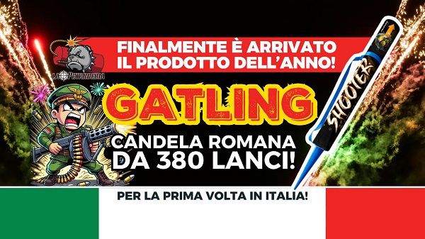 Candela romana Gatling 380 lanci.